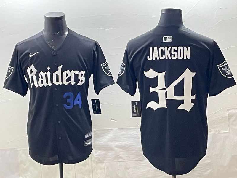 Men 2025 Oakland Raiders #34 Jackson black 6th generation Joint Name Nike Limited NFL Jersey style 02->oakland raiders->NFL Jersey